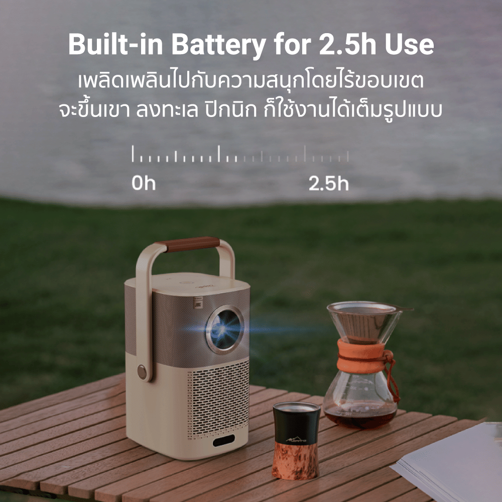 โปรเจคเตอร์ YABER T2 PLUS GTV สีครีม มีแบตเตอรี่ในตัว พร้อม GOOGLE TV
